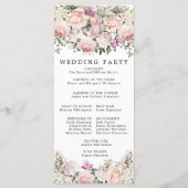 Rustieke Roze RoseBloemen bruiloft Programmakaart (Achterkant)