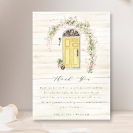 Rustieke Roze Roze Cottage Tuin Bruiloft Beige Bedankkaart