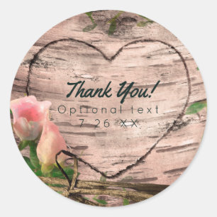 Rustieke Roze Rozen & Vines Witte Berken Custom Fa Ronde Sticker