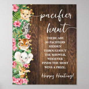 Rustieke Roze Safari Fopspenen Jacht Baby Shower S Poster