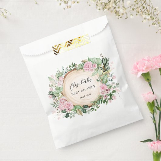 Rustieke Roze Tuin Rozen Groen Meisje Baby shower Bedankzakje (Gezegeld)