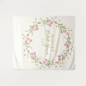 Rustieke Roze Tuinbloemen Aangepaste Bruiloftsdouc Wandkleed (Voorkant (horizontaal))
