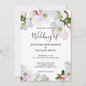 Rustieke roze waterverf bloeit bruiloft uitnodigin save the date (Voorkant)