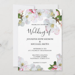 Rustieke roze waterverf bloeit bruiloft uitnodigin save the date