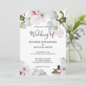 Rustieke roze waterverf bloeit bruiloft uitnodigin save the date (Staand voorkant)