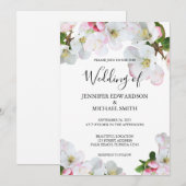 Rustieke roze waterverf bloeit bruiloft uitnodigin save the date (Voorkant / Achterkant)