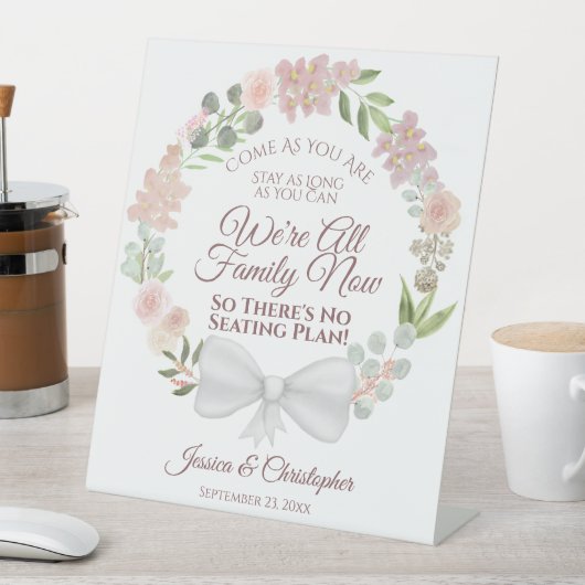 Rustieke Roze Waterverf Bloem Openlucht Bruiloft Reclamebord Met Voetstuk (Insitu)