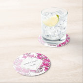 Rustieke Roze Waterverf Bloemen Handgeschilderd Ronde Kartonnen Onderzetter (Insitu)