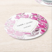 Rustieke Roze Waterverf Bloemen Handgeschilderd Ronde Kartonnen Onderzetter (Gebogen)