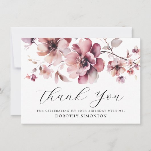 Rustieke Roze Wildflower 60e Verjaardag Bedankt (Voorkant)