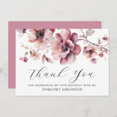 Rustieke Roze Wildflower 90e verjaardag Dank u (Voorkant / Achterkant)