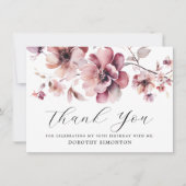 Rustieke Roze Wildflower 90e verjaardag Dank u (Voorkant)