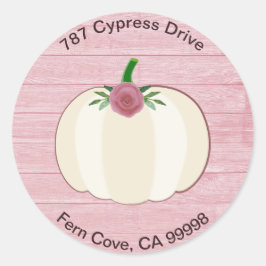 Rustieke Roze Witte Pompoen Bloemen Envelop Seal Ronde Sticker