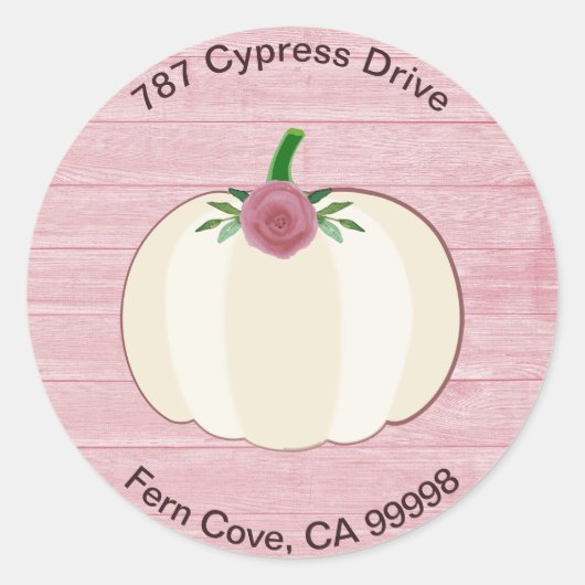 Rustieke Roze Witte Pompoen Bloemen Envelop Seal Ronde Sticker (Voorkant)