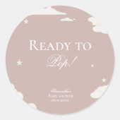 Rustieke roze wolk minimaal Klaar voor Pop baby sh Ronde Sticker (Voorkant)