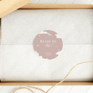 Rustieke roze wolk minimaal Klaar voor Pop baby sh Ronde Sticker