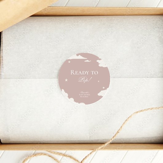 Rustieke roze wolk minimaal Klaar voor Pop baby sh Ronde Sticker