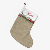 Rustieke Rozemarijn en bessen Waterverf op Burlap Kleine Kerstsok (Voorkant (Hangend))