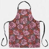 Rustieke Rozen Bloemenmotief Roze Sinaasappel Taup Schort (Voorkant)