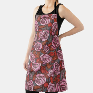Rustieke Rozen Bloemenmotief Roze Sinaasappel Taup Schort