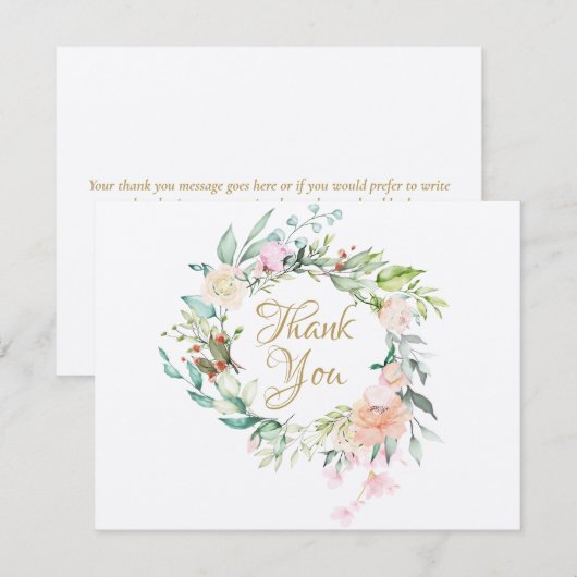 Rustieke Rozen Garland Business Dank u kaart (Voorkant / Achterkant)
