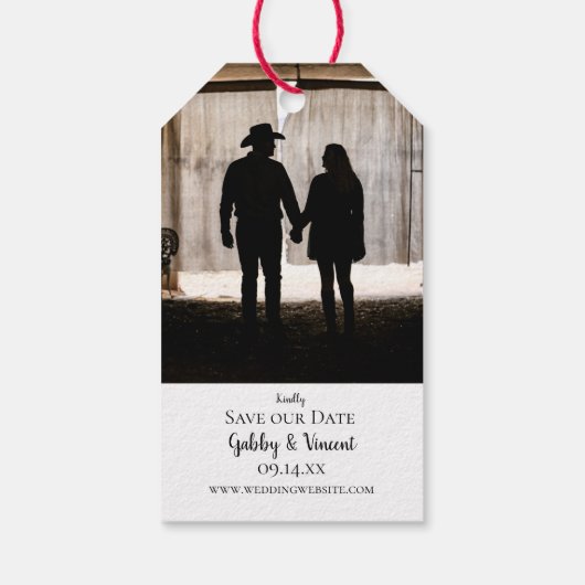 Rustieke Rozen Laarzen Western Bruiloft Save the D Cadeaulabel (Achterkant)