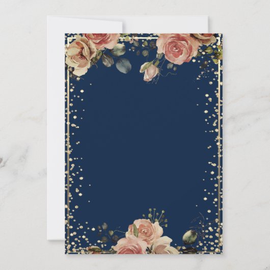 Rustieke Rozen Lights, Tiara, Diamonds Quinceañera Kaart (Achterkant)