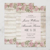 Rustieke rozen op hout Save The Date (Voorkant / Achterkant)