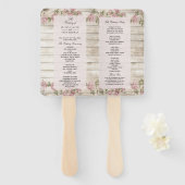 Rustieke Rozen op houten huwelijksprogramma Handwaaier (Voorkant en achterkant)