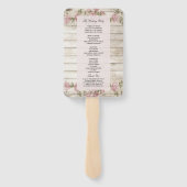 Rustieke Rozen op houten huwelijksprogramma Handwaaier (Achterkant)