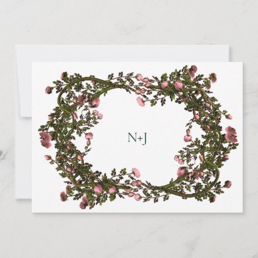 Rustieke Rozen Roze Rose Bloemen Botanische Wijnst Kaart (Achterkant)