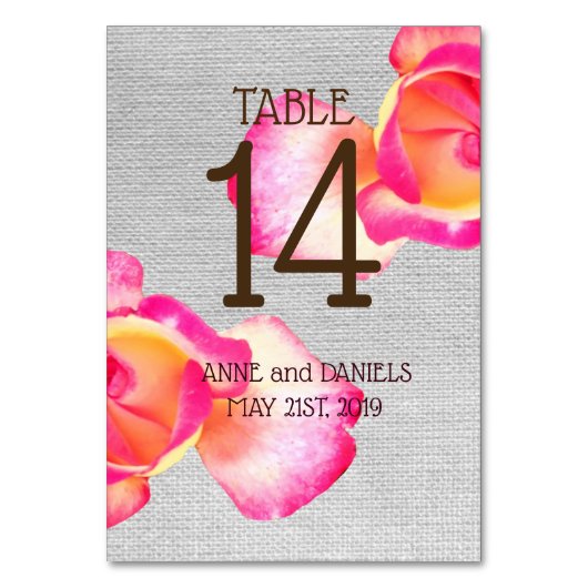 Rustieke Rozen, tafelnummer Kaarten (Voorkant)