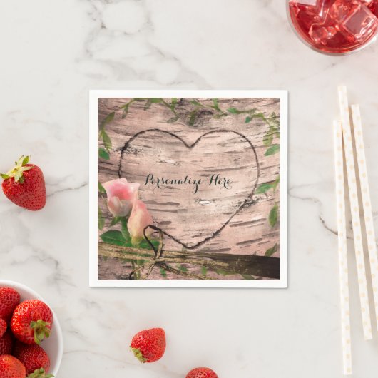 Rustieke Rozen & Wijnstokken Witte Berk Custom Par Servet (Insitu)