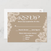 Rustieke RSVP Bloemenkant Bruin & Wit Tan - Menu (Voorkant / Achterkant)