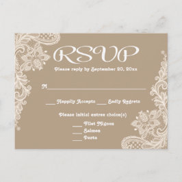 Rustieke RSVP Bloemenkant Bruin & Wit Tan - Menu
