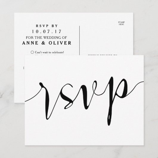 Rustieke RSVP Briefkaart Reply Kaart (Voorkant / Achterkant)