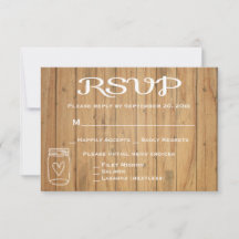 Rustieke RSVP Mason Jar Bruine Hout Landelijke Bru