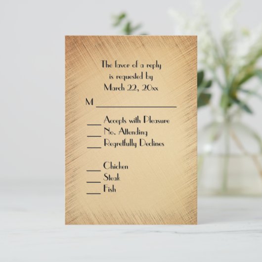 Rustieke RSVP met menu keuze (Staand voorkant)