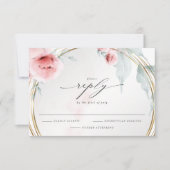 Rustieke RSVP Waterverf Pink Blush Peony Kaartje (Voorkant)