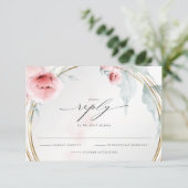 Rustieke RSVP Waterverf Pink Blush Peony Kaartje (Staand voorkant)