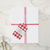 Rustieke ruit elegante script rood wit geruit cadeaulabel (Met Touw)