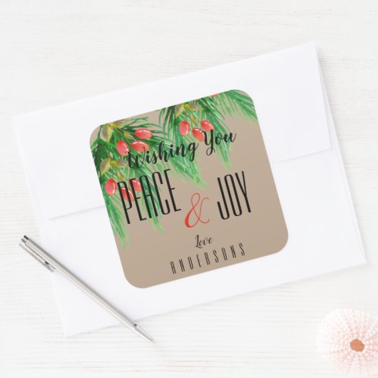 rustieke rust en vreugde Kerst sticker (Envelop)