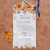 Rustieke Rust & Navy Herfst Bloemenbruiloft Geen D All In One Uitnodiging