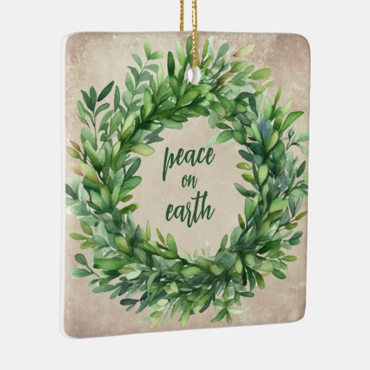 Rustieke rust op aarde Boxwood Waterverven Vakanti Keramisch Ornament (Rechts)