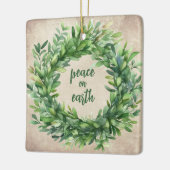 Rustieke rust op aarde Boxwood Waterverven Vakanti Keramisch Ornament (Links)