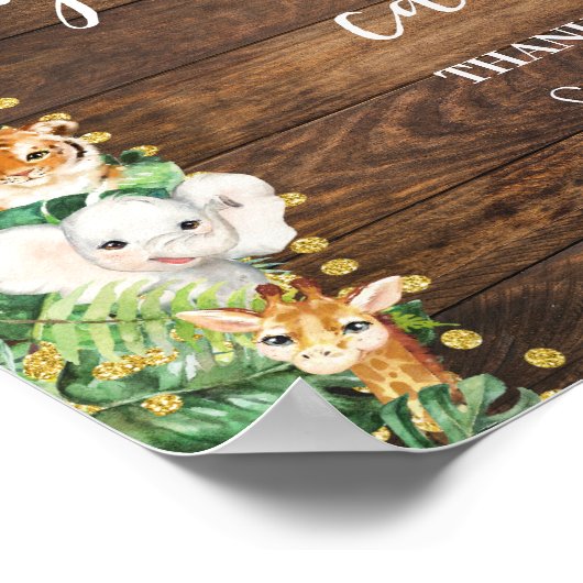 Rustieke Safari Dieren Gift & Kaarten Baby shower Poster (Hoek)