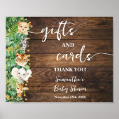 Rustieke Safari Dieren Gift & Kaarten Baby shower Poster (Voorkant)