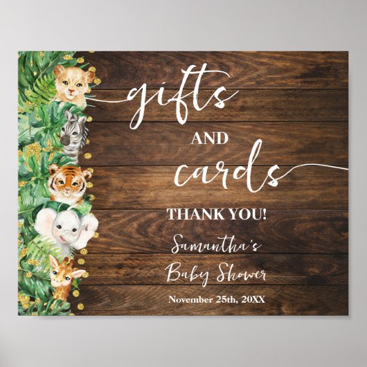 Rustieke Safari Dieren Gift & Kaarten Baby shower Poster (Voorkant)