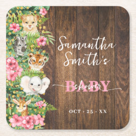 Rustieke Safari Dieren Roze Baby Shower Feest Deco Kartonnen Onderzetters