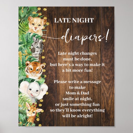 Rustieke Safari Late Night Luiers Douche Game Poster (Voorkant)